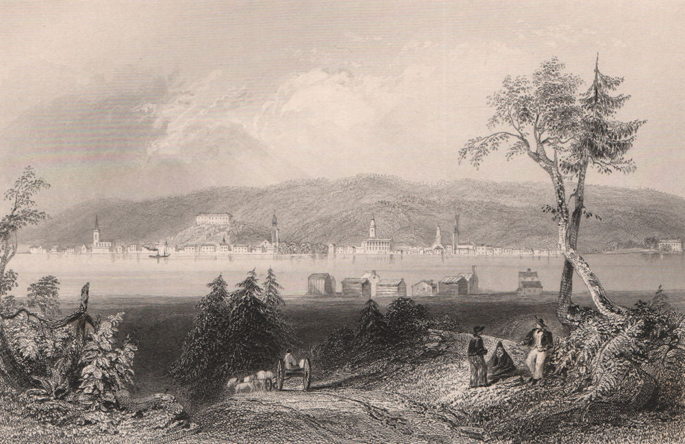 NEW BRUNSWICK. Fredericton, from across the Saint John river. BARTLETT 1842
